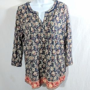 Lucky Brand Navy Floral Tunic Top